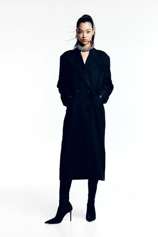 H&M + Double-Breasted Twill Coat