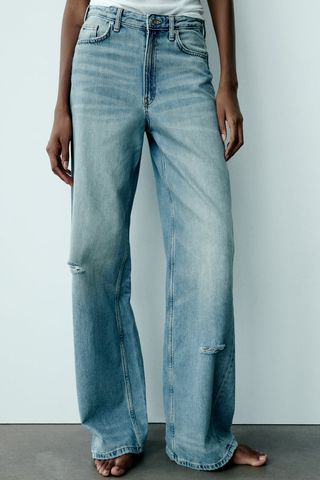 Zara + Full Length TRF Mid-Rise Wide Leg Jean