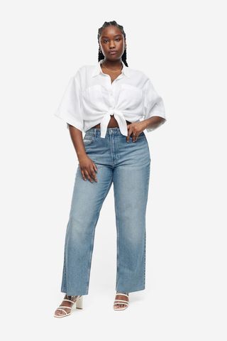 H&M + Curvy Fit Wide Ultra High Jeans