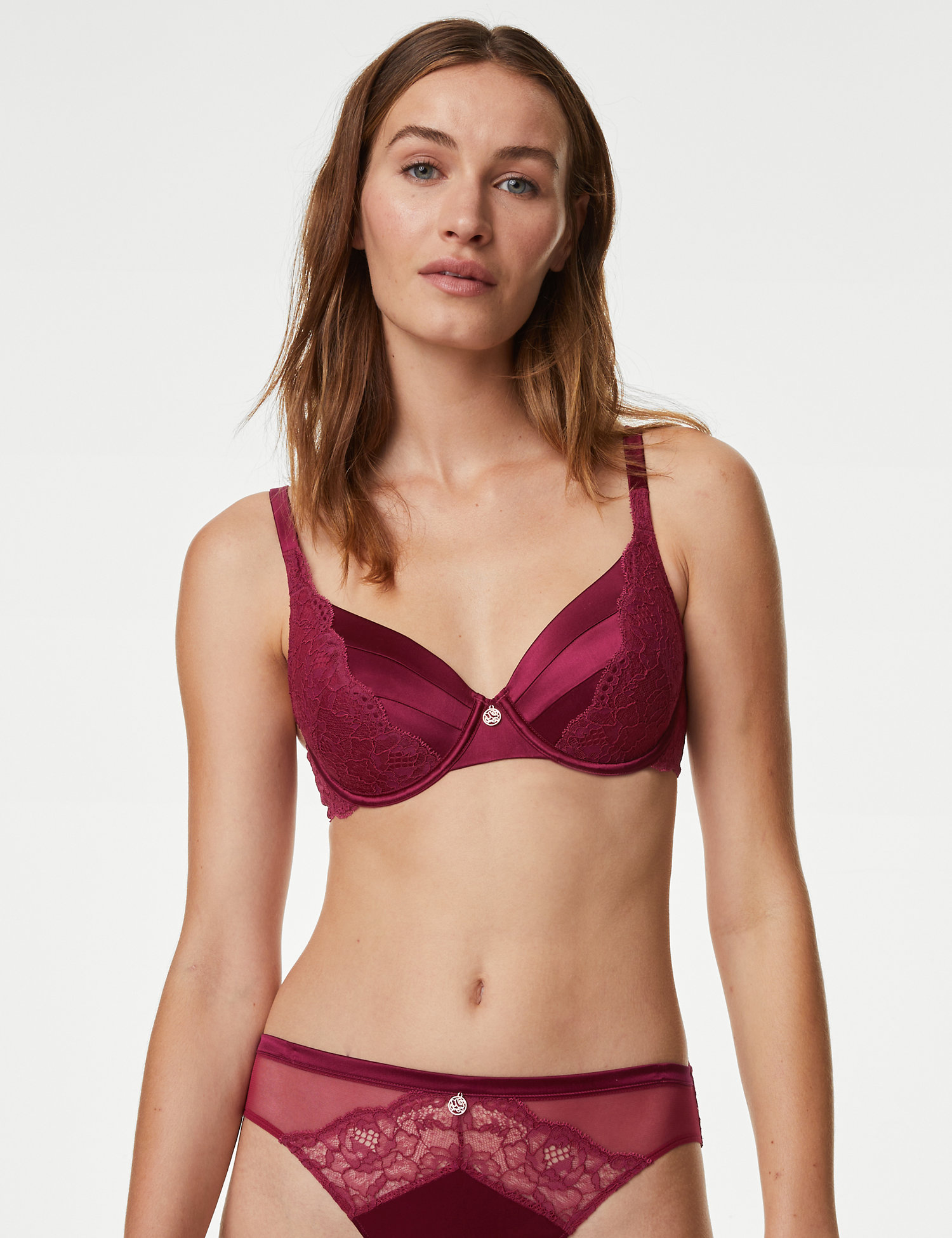 Marks and Spencer + Rosie Lace Wired Full Cup Bra With Silk A-E