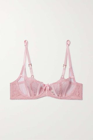 Agent Provocateur + Rozlyn Satin-Trimmed Tulle and Leavers Lace Underwired Balconette Bra