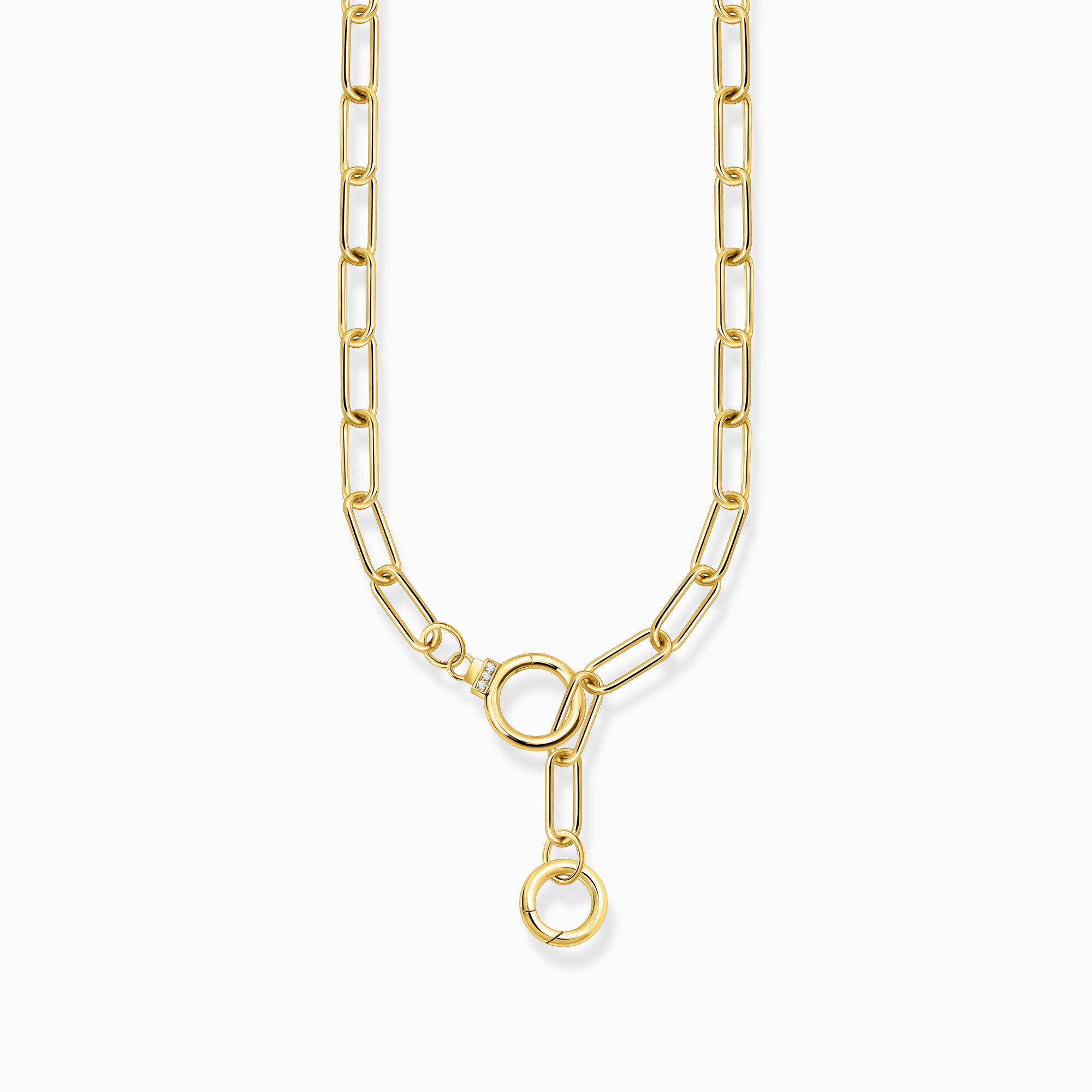 Thomas Sabo + Yellow-Gold Plated Link Necklace With Ring Clasps and Zirconia