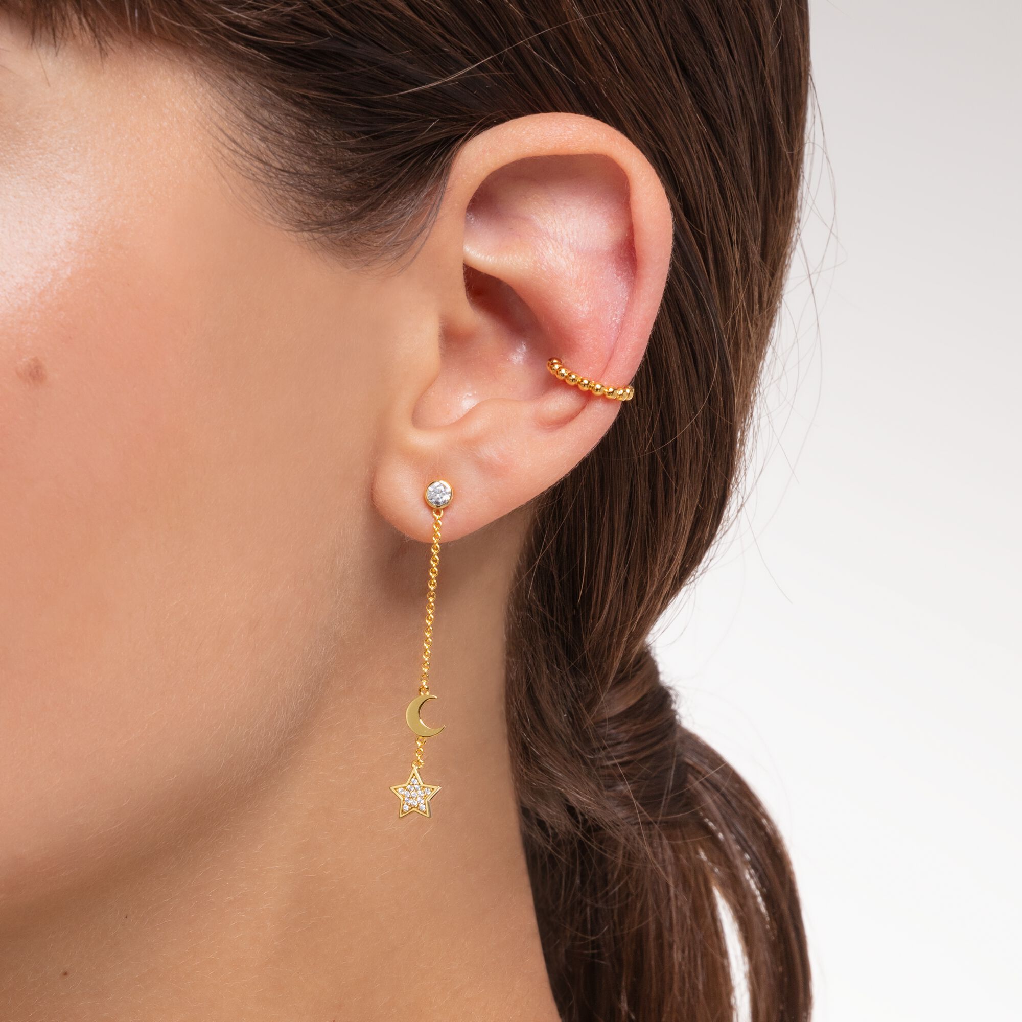 Thomas Sabo + Single Gold Star and Moon Earring