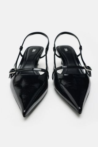 Zara + Buckled Strap Slingback Shoes