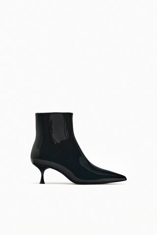 J.Crew + Faux Patent Leather Kitten Heel Ankle Boots