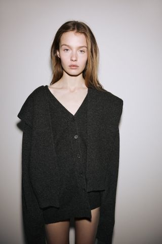 Zara + 100% Wool Knotted Cardigan