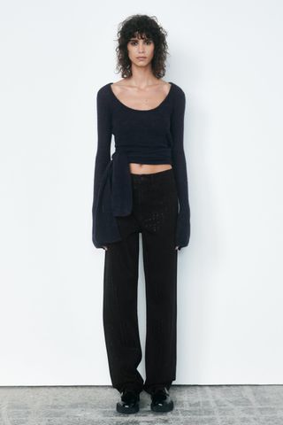 Zara + Wool and Alpaca Blend Knotted Sweater