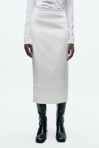 Zara + Slit Satin Effect Skirt