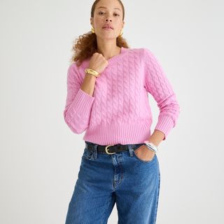 J.Crew + Cashmere shrunken cable-knit crewneck sweater