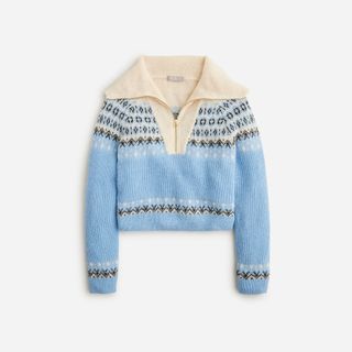 J.Crew + Fair Isle half-zip sweater in brushed yarn