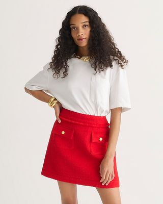 J.Crew + Patch-pocket mini skirt in maritime tweed