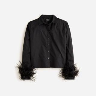 J.Crew + Collection cropped feather-trim garçon shirt