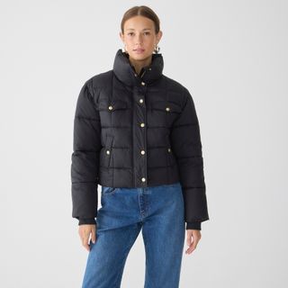 J.Crew + Cropped puffer jacket with PrimaLoft®