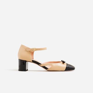 J.Crew + Millie ankle-strap cutout heels in leather