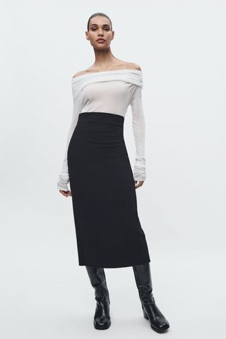 Zara + Fitted Midi Skirt