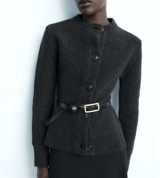 Zara + Fitted 100% Wool Knit Cardigan