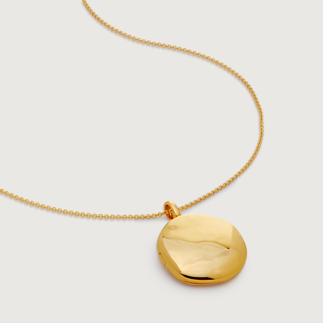 Monica Vinader + Deia Round Pebble Locket Fine Chain Necklace