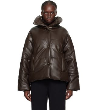 Nanushka + Brown Hide Vegan Leather Jacket