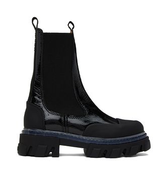 Ganni + Black Cleated Chelsea Boots