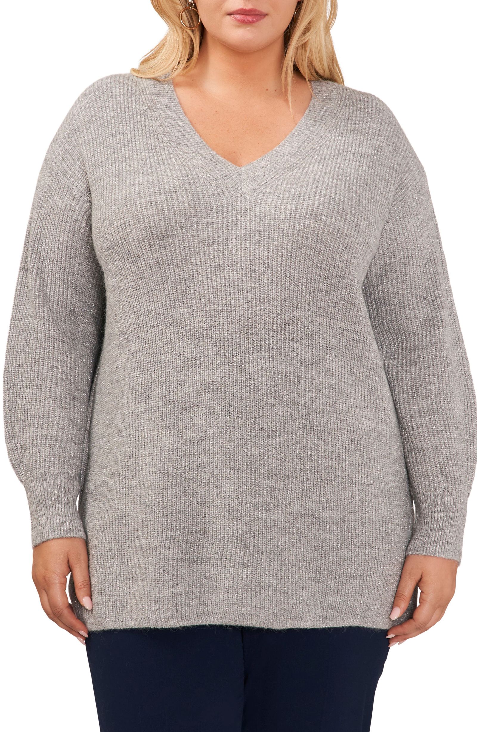 ADORA High-Low Side Slit V-Neck Sweater main image 1