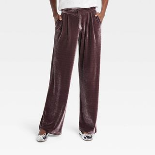 A New Day + High-Rise Velour Trouser Pants