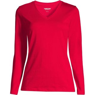 Lands' End + Relaxed Supima Cotton Long Sleeve V-Neck T-Shirt