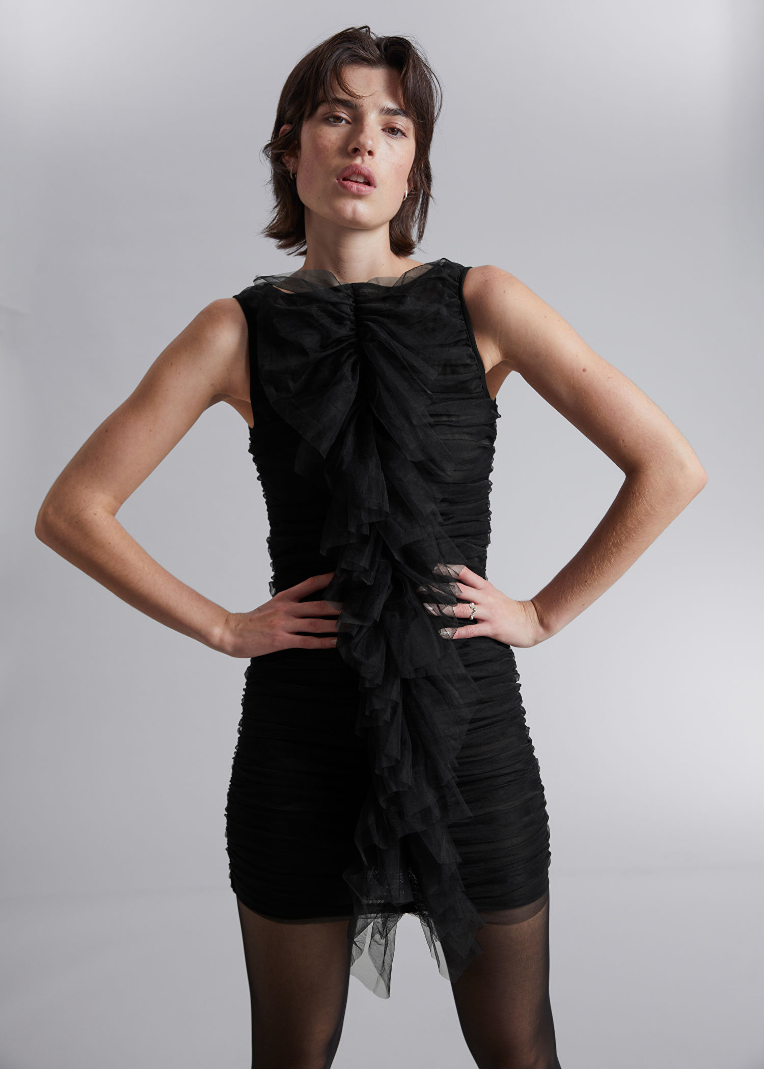 & Other Stories + Ruffled Tulle Mini Dress
