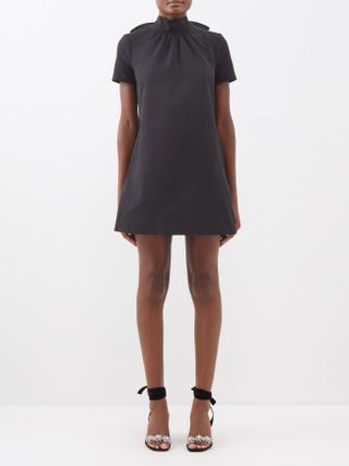 Staud + Ilana Bow-Embellished Cotton-Blend Mini Dress