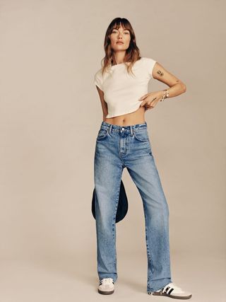 The Reformation + Val 90s Mid Rise Straight Jeans