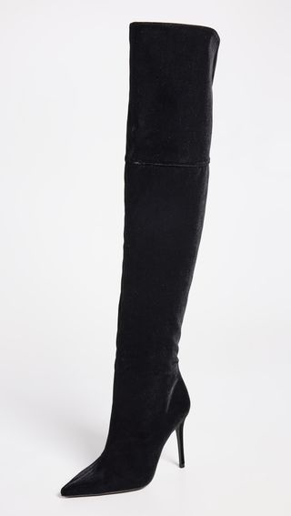 Black Suede Studio + Lola Pointy Toe Over the Knee Straight Boots