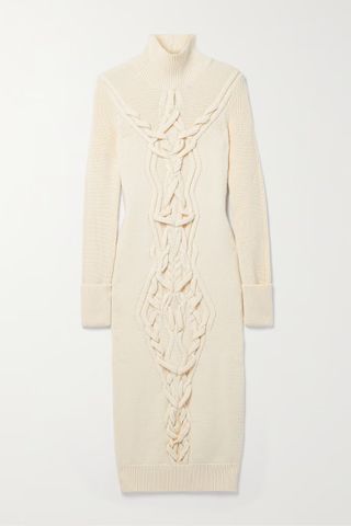 Isabel Marant + Adrienne Cable-Knit Merino Wool-Blend Turtleneck Midi Dress