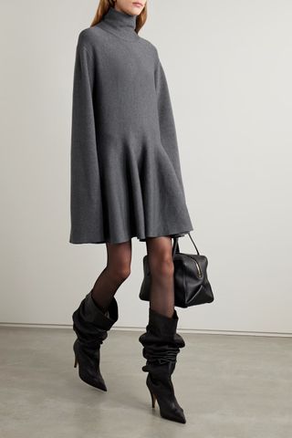 Khaite + Clarice Merino Wool-Blend Turtleneck Mini Dress