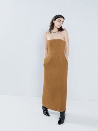Raey + Organic-Wool Crepe Bandeau Midi Dress