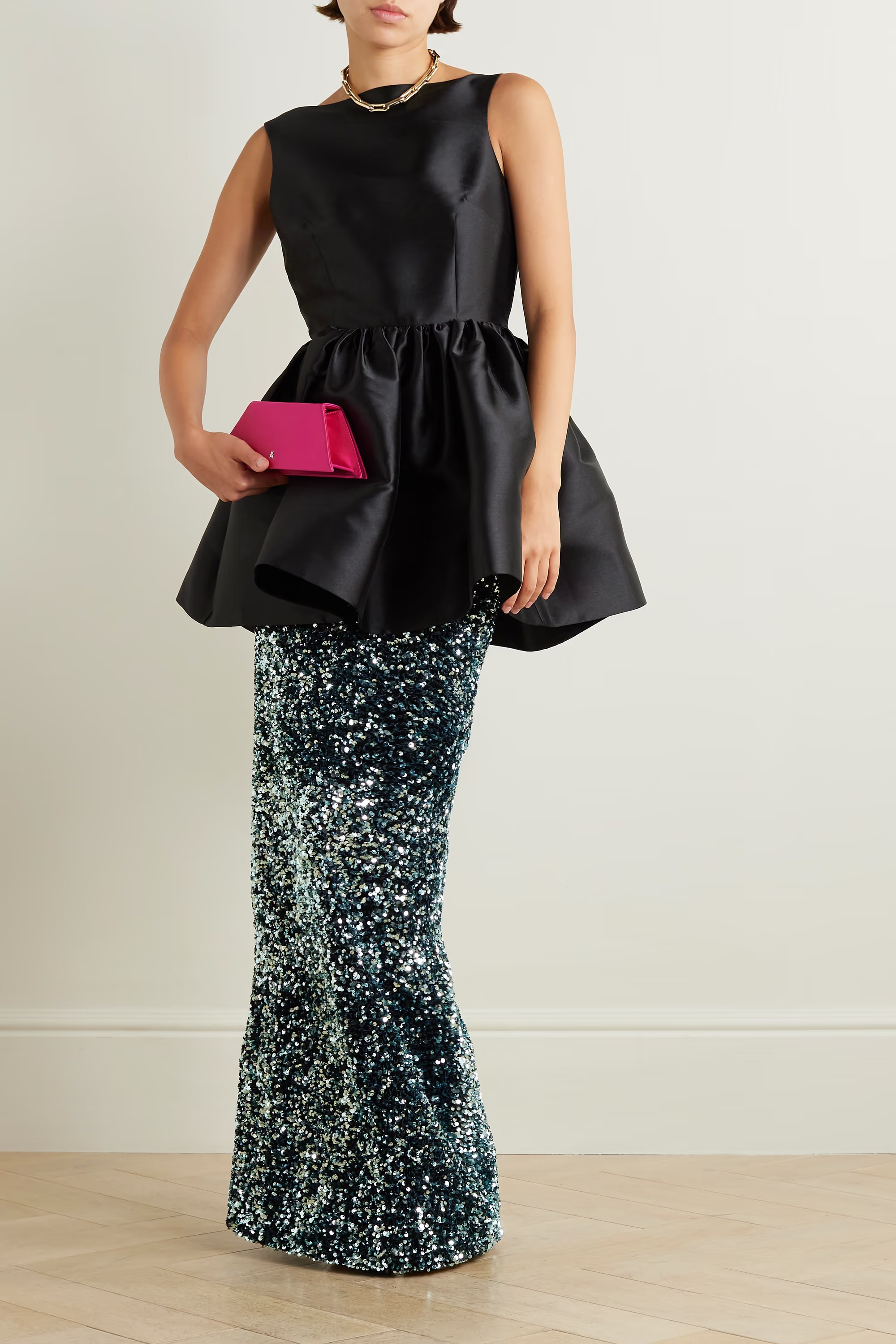 Solace London + Tumie Sequined Stretch-Crepe Maxi Skirt