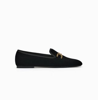 Zara + Embellished Velvet Loafers
