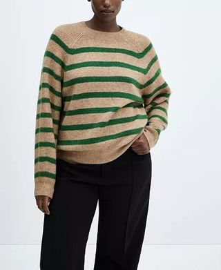 Mango + Stripe-Print Perkins Neck Sweater