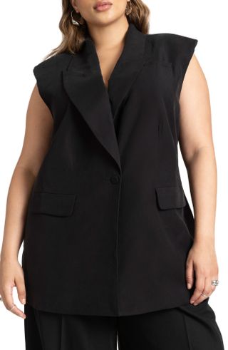 Eloquii + Extended Shoulder Longline Blazer Vest