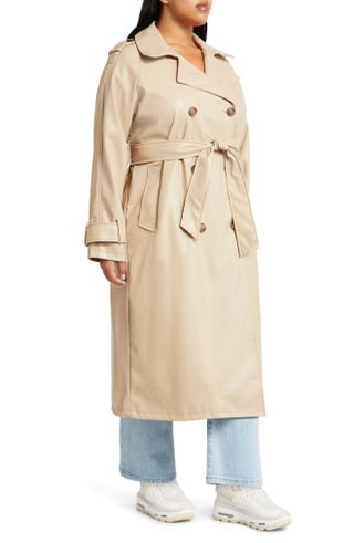 Asos Design + Curve Faux Leather Trench Coat