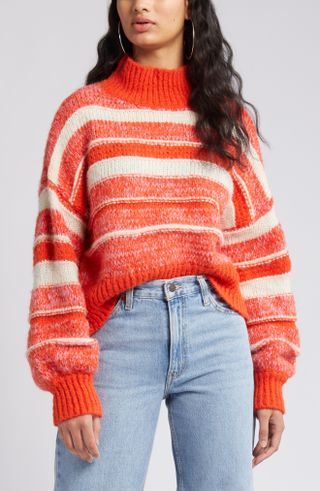 Vero Moda + Kamma Variegated Stripe Mock Neck Sweater