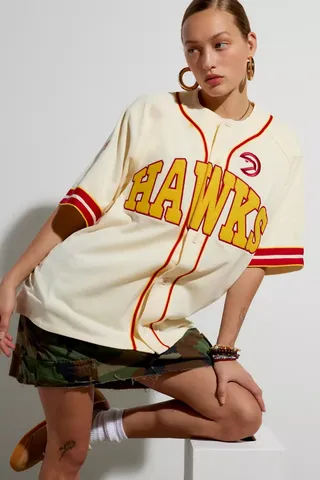 Mitchell & Ness X Melody Ehsani + Atlanta Hawks Baseball Jersey Top
