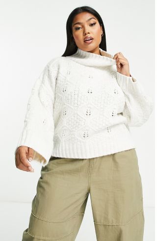 Asos Design + Curve Cable Stitch Turtleneck Sweater