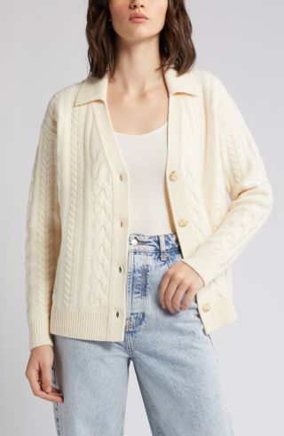 Nordstrom Signature + Cable Stitch Wool & Cashmere Cardigan