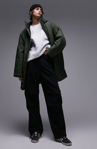 Topshop + Oversize Hooded Nylon Jacket
