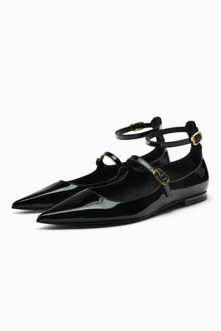 Zara + Faux Patent Leather Pointed Toe Flats