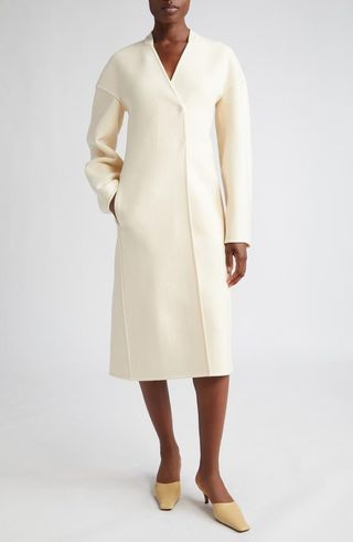 Jil Sander + Collarless Double Face Wool Coat