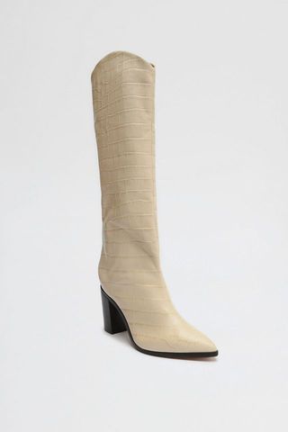 Schutz + Maryana Leather Knee-High Croc Boots