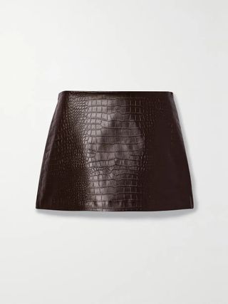 The Frankie Shop + Mary Croc-Effect Faux Leather Mini Skirt