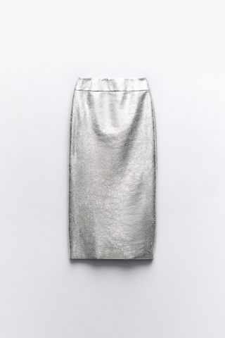 Zara + Metallic Pencil Skirt