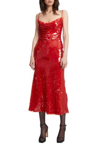 Bardot + Karina Sequin Cowl Neck Midi Dress