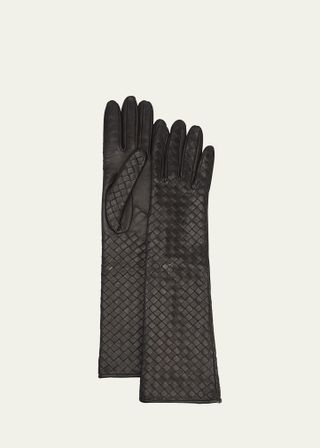 Bottega Veneta + Woven Leather & Silk Gloves
